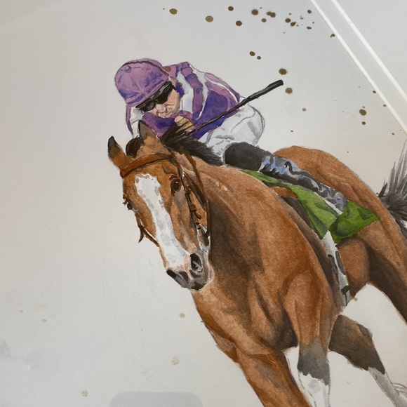 Racehorse original watercolour, WITHOUT frame - Picture 2 of 3
